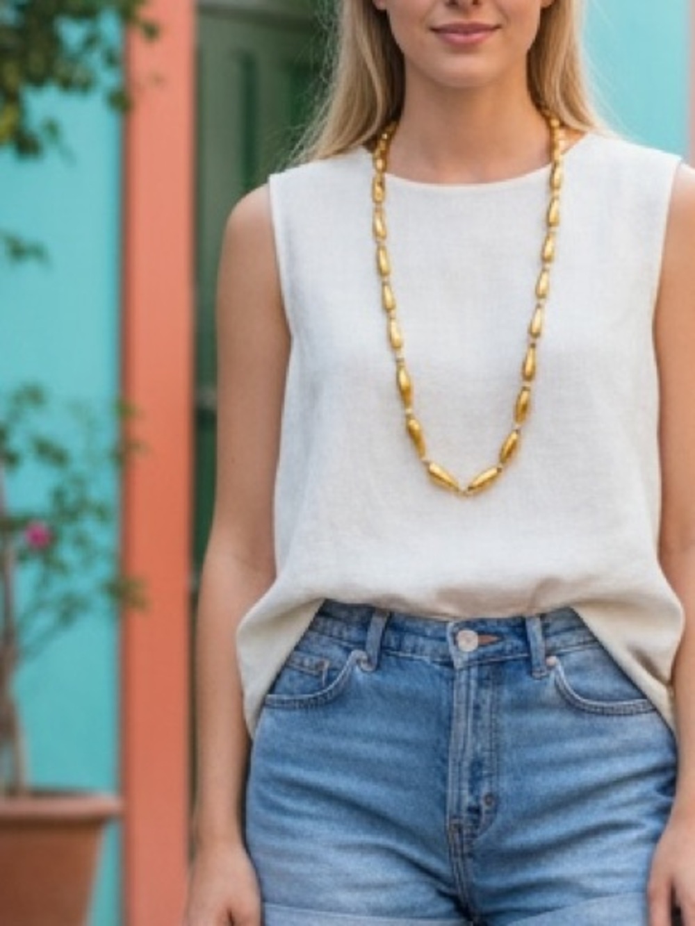 Golden color Hematite beaded necklace